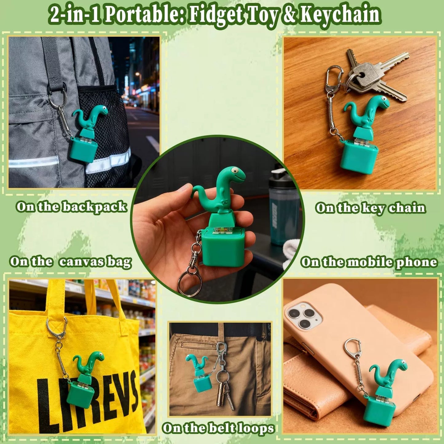 Lizard Keychain Fidget Toy Keyboard Clicker with Sound and Light