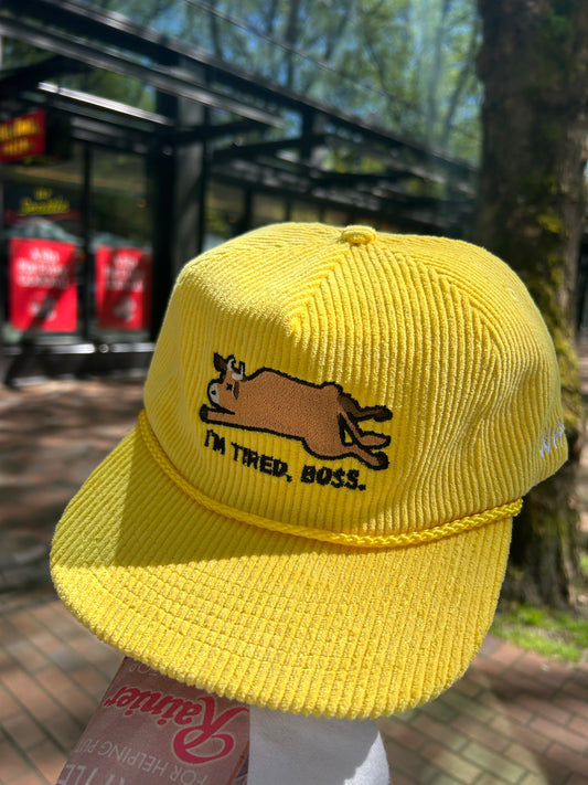 I'm Tired Boss - Corduroy Snapback Rope Hat - WACC#30H