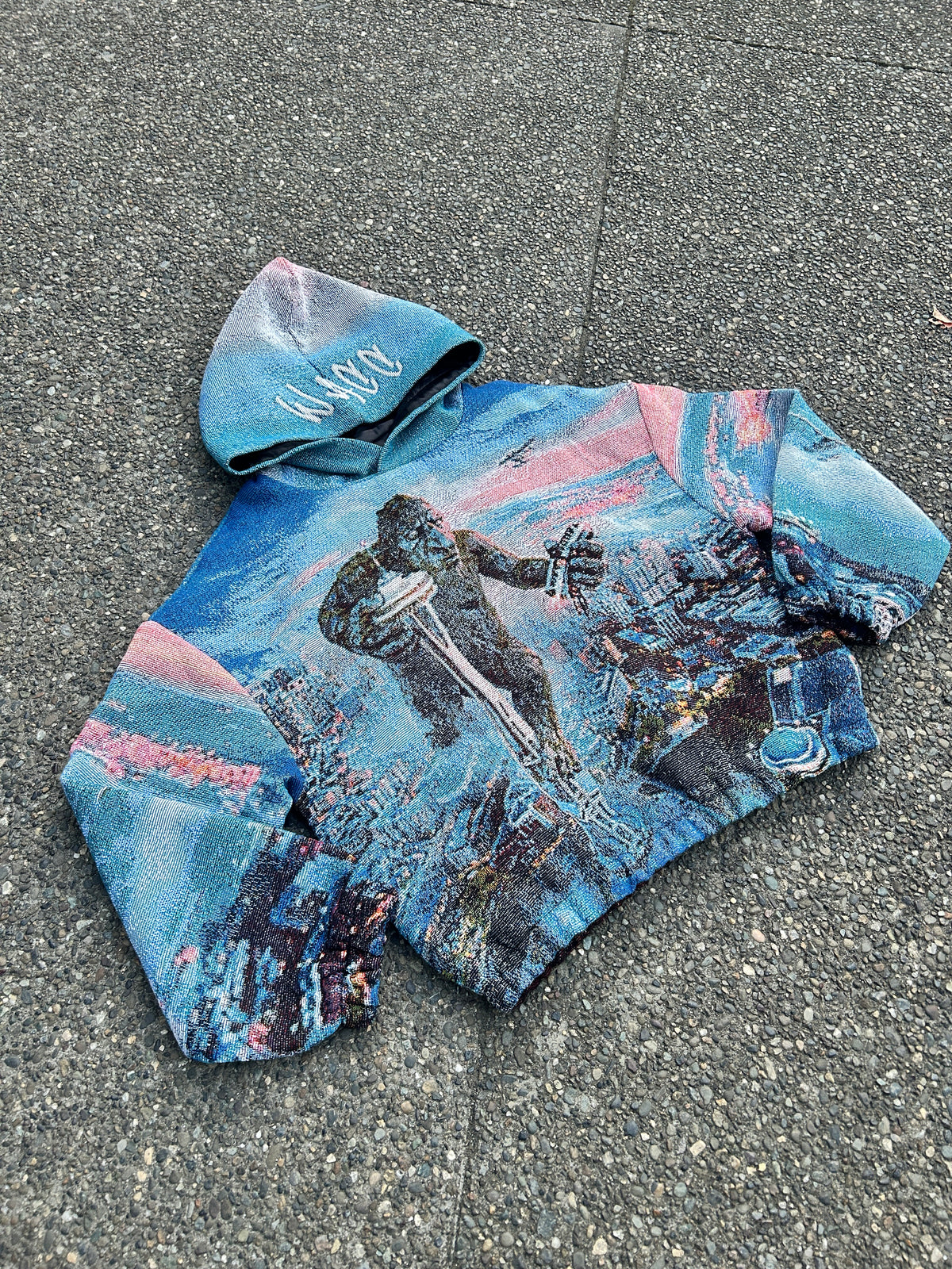 King of the City - Woven Tapestry Unisex Boxy Hoodie w/ Pockets - WACC#43