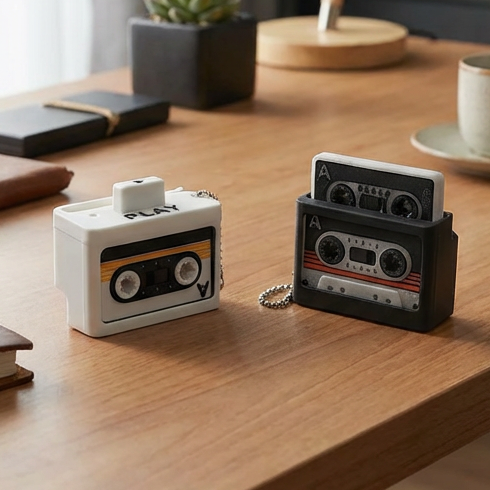 Cassette Tape 3D Printed Fidget Slider Keychain Desk Toy