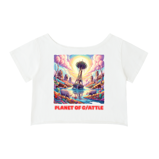 c/attle Tee - Off-Shoulder Rolled Hem T-Shirt - WACC#13B