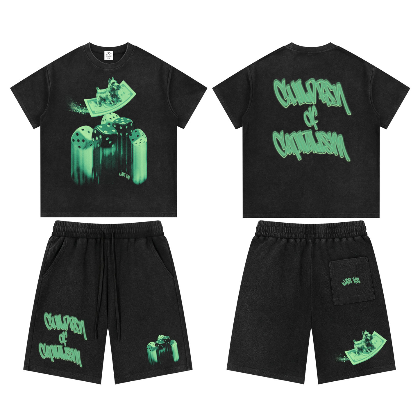 Children of Capitalism Matching Set - Unisex Waffle Knit T-Shirt and Shorts - WACC#6C