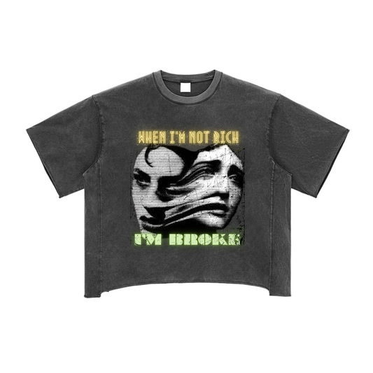 Rich Broke Tee - Raw Hem Heavyweight Boxy T-Shirt - WACC#22